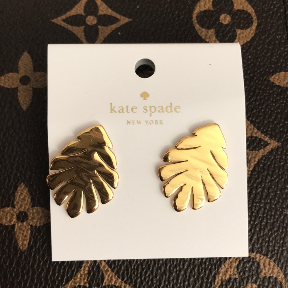 - Kate Spade Tropical Leaf Earrings in Gold-Tone New